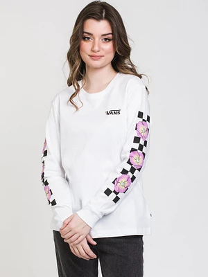 VANS BLOOM CHECKZ BOYFRIEND LONG SLEEVE TEE - CLEARANCE