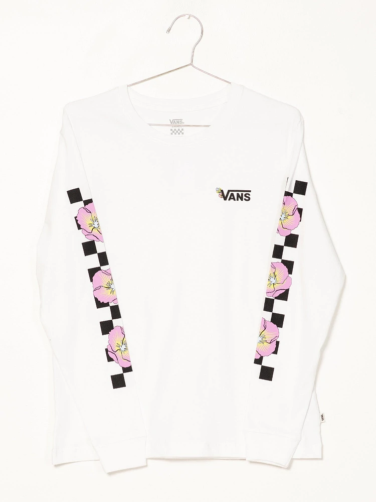 VANS BLOOM CHECKZ BOYFRIEND LONG SLEEVE TEE - CLEARANCE