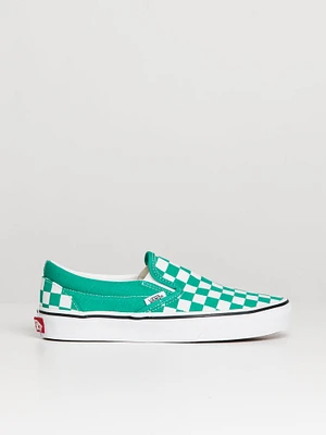 WOMENS VANS CLASSIC SLIP ON CHECKER PEPPER GREEN SNEAKER - CLEARANCE