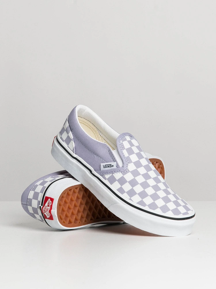 VANS KIDS CLASSIC SLIP ON CHECKER LAVENDER FOG SNEAKER - CLEARANCE