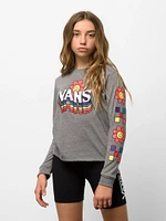 KIDS VANS YOUTH GIRLS SMILE REPEATER LONG SLEEVE TEE - CLEARANCE