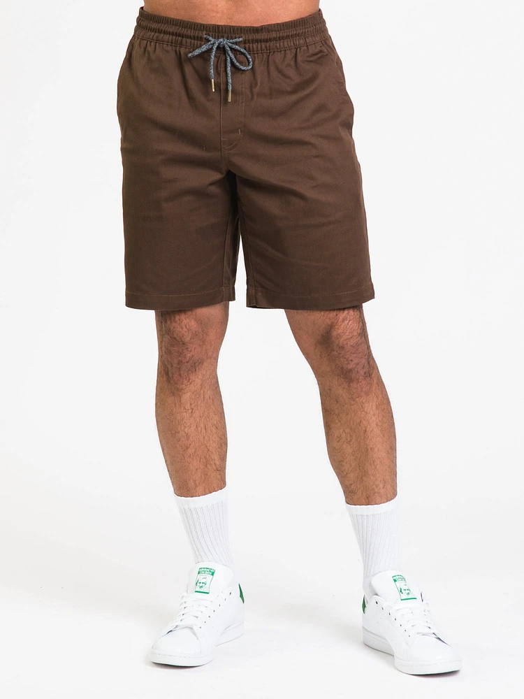 VOLCOM FRICKIN ELASTIC WAIST SHORT 19" - DARK EARTH CLEARANCE