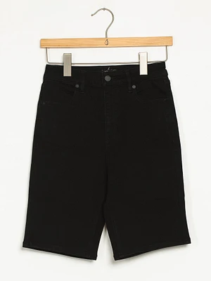 WOMENS HR MID THIGH SHORT - BLACK CLEARANCE