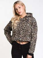 WOMENS KNOT IT PULLOVER HOODIE- LEOPARD - CLEARANCE