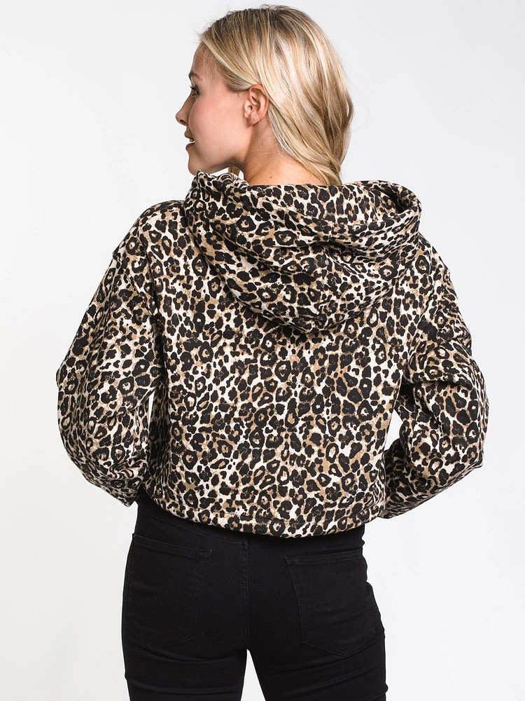 WOMENS KNOT IT PULLOVER HOODIE- LEOPARD - CLEARANCE