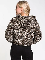 WOMENS KNOT IT PULLOVER HOODIE- LEOPARD - CLEARANCE