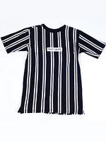 MENS VERTICAL STRIPE CHEST LOGO SHORT SLEEVE T - CLEARANCE