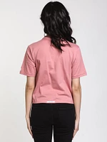 WOMENS BILLY CLUB CROP TEE - ASH ROSE CLEARANCE