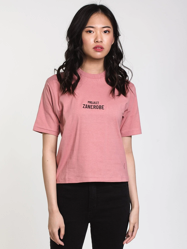 WOMENS BILLY CLUB CROP TEE - ASH ROSE CLEARANCE