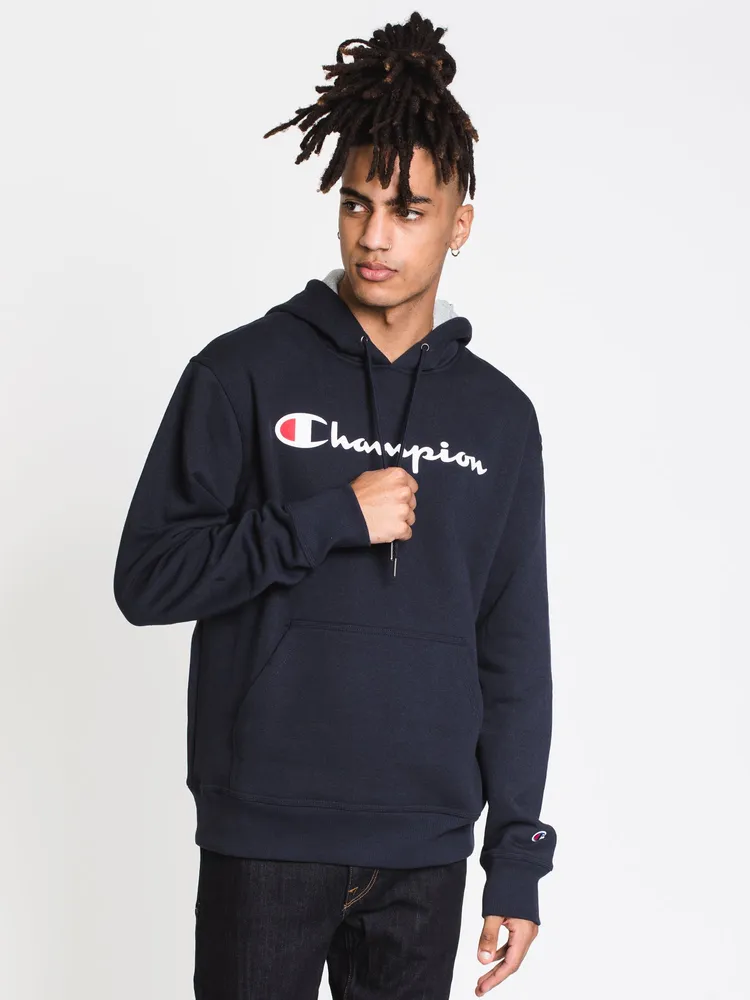 CHAMPION POWERBLEND GRAPHIC PULLOVER SCRIPT HOODIE - CLEARANCE