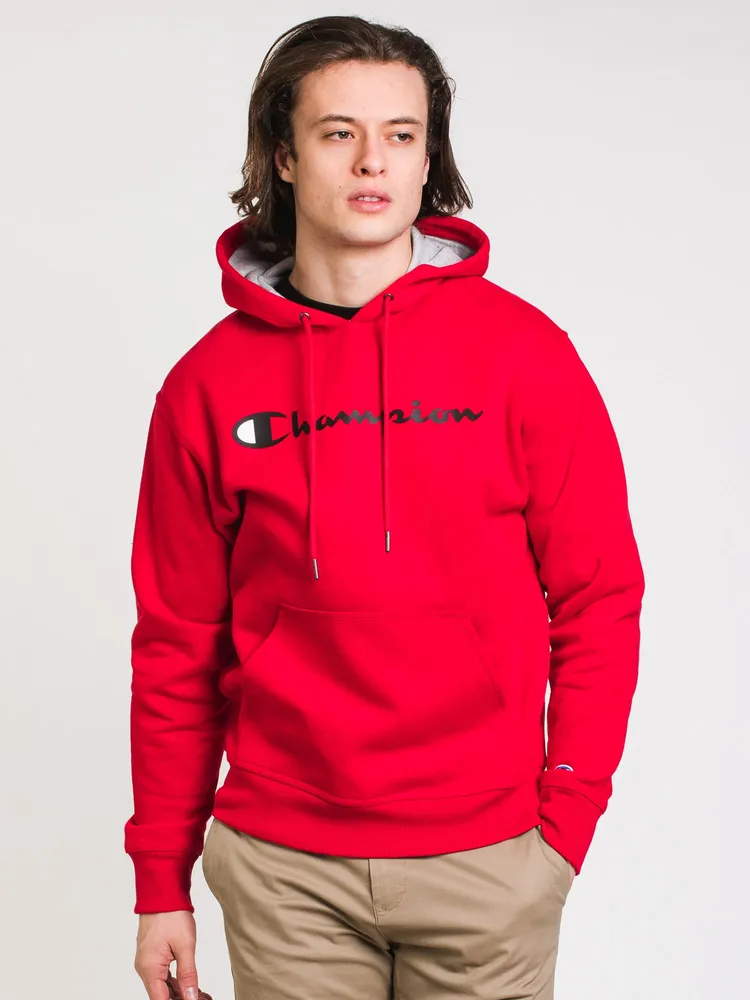 CHAMPION POWERBLEND GRAPHIC PULLOVER SCRIPT HOODIE - CLEARANCE