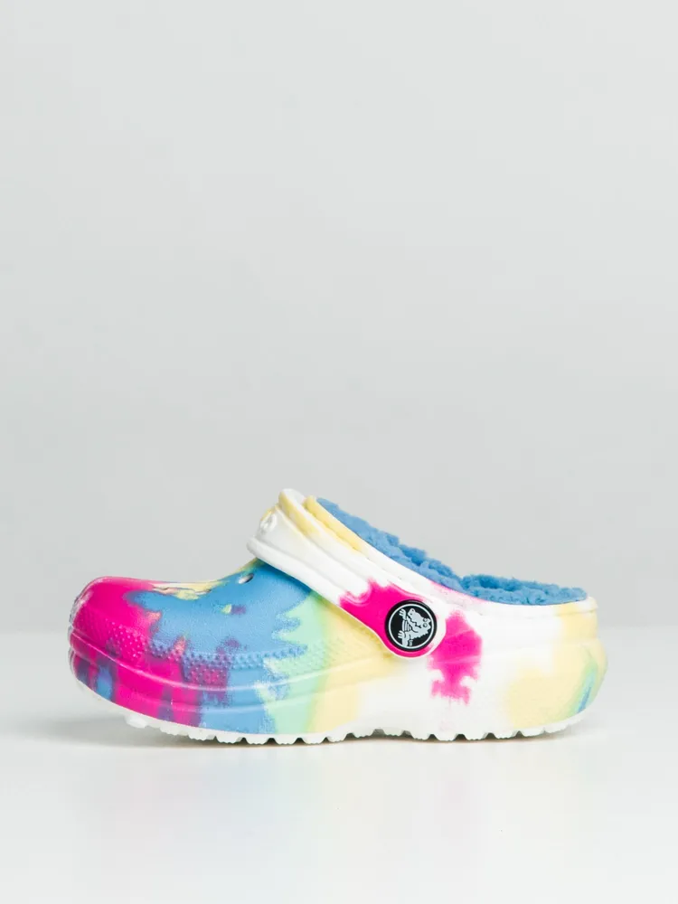 CROCS KIDS CLASSIC LINED TIE DYE CLOG - CLEARANCE