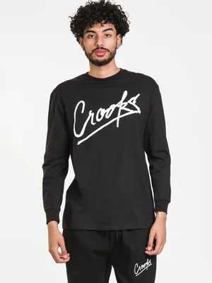 CROOKS & CASTLES SCRIPT LONG SLEEVE TEE - CLEARANCE