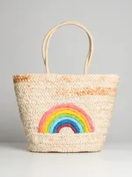 RAINBOW STRAW TOTE - NAT-D1 - CLEARANCE