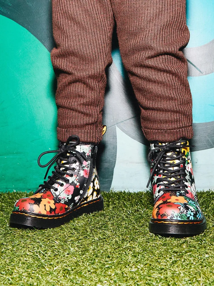 DR MARTENS TODDLER 1460 FLORAL MASH UP HYDRO BOOTS - CLEARANCE