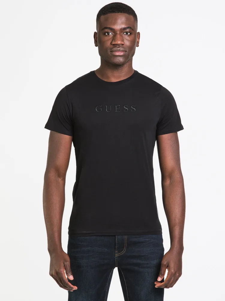 GUESS PIMA EMBROIDERED LOGO T-SHIRT - CLEARANCE