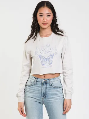 HARLOW AMBER CROPPED TAKE IT SLOW CREWNECK SWEATER - CLEARANCE