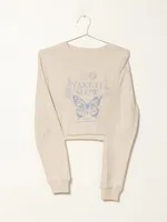 HARLOW AMBER CROPPED TAKE IT SLOW CREWNECK SWEATER - CLEARANCE