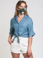 HARLOW CAMP TIE-UP CHAMBRAY SHIRT - CLEARANCE