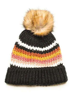 LILY STRIPED FAUX FUR POM - CLEARANCE