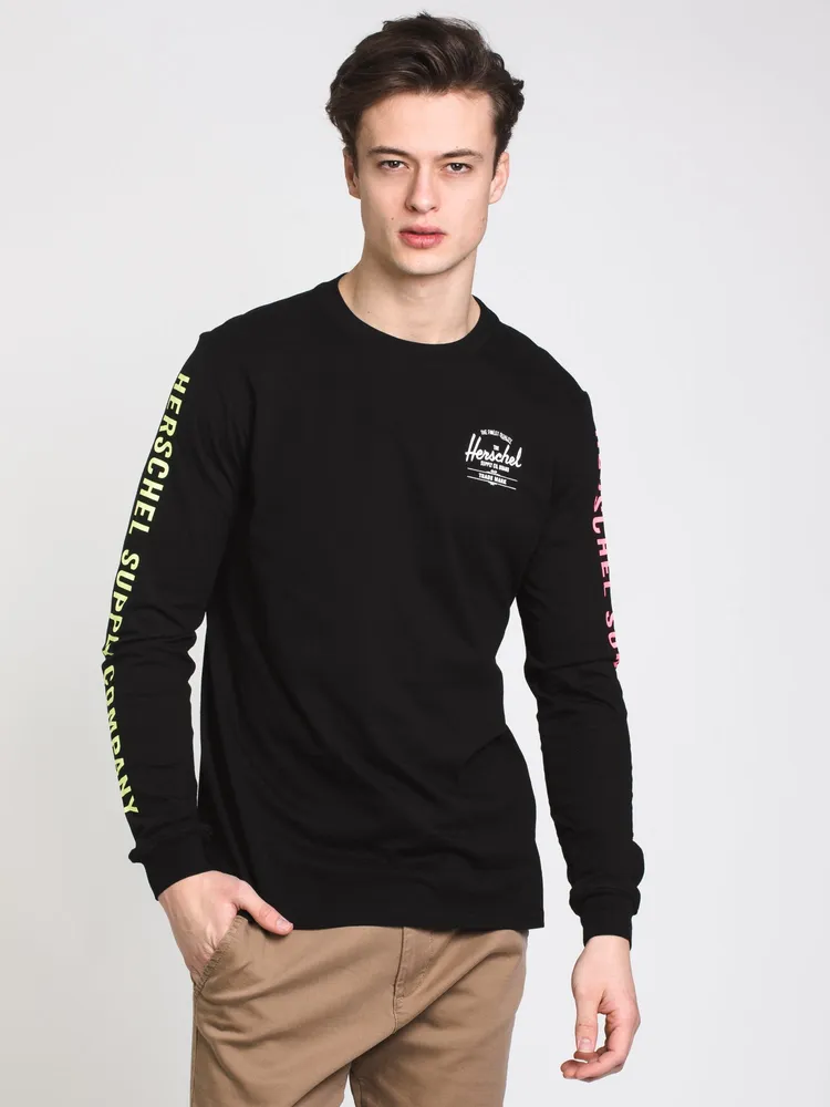 MENS ARM HIT LONG SLEEVE T-SHIRT - BLACK/NEON CLEARANCE