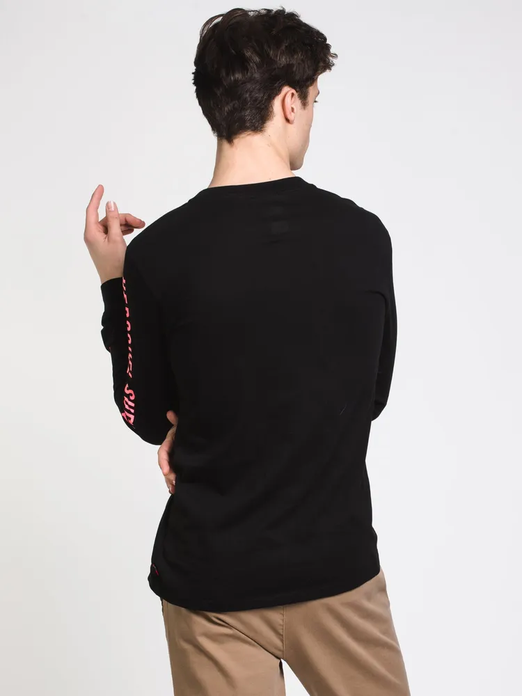 MENS ARM HIT LONG SLEEVE T-SHIRT - BLACK/NEON CLEARANCE