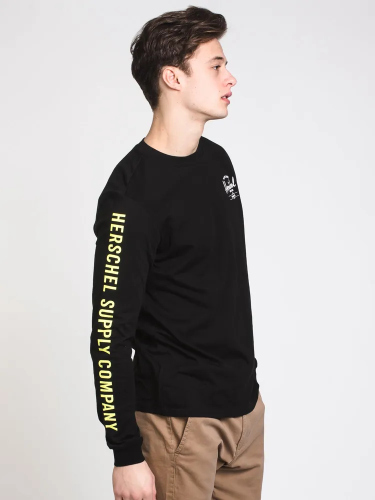 MENS ARM HIT LONG SLEEVE T-SHIRT - BLACK/NEON CLEARANCE