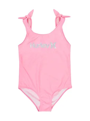 YOUTH GIRLS HURLEY SHOULDER TIE ONE-PIECE SWIMSUIT - CLEARANCE