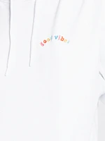 HOTLINE APPAREL UNISEX WOGOOD VIBES EMBROIDERED HOODIE - WHT CLEARAN