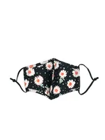 KW FASHION CORP DAISY PRINT MASK - BLACK - CLEARANCE