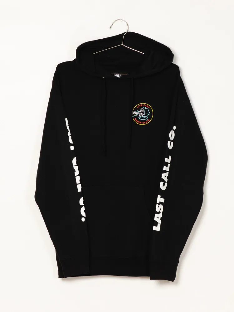 LAST CALL DRINK SLOW PULLOVER HOODIE- BLACK - CLEARANCE