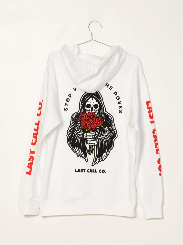 LAST CALL ROSES PULLOVER HOODIE - WHITE CLEARANCE