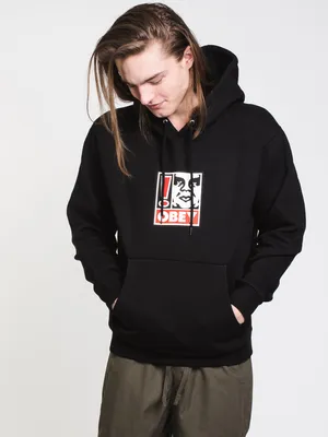 MENS BOX EXCLAMATION PULLOVER HOODIE - BLACK CLEARANCE