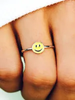 PURA VIDA ENAMEL HAPPY FACE RING - CLEARANCE