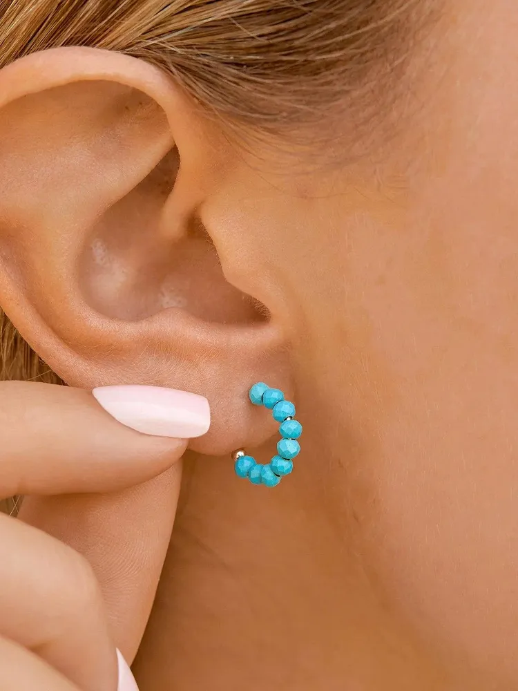 PURA VIDA TURQUOISE HOOP EARRINGS - CLEARANCE