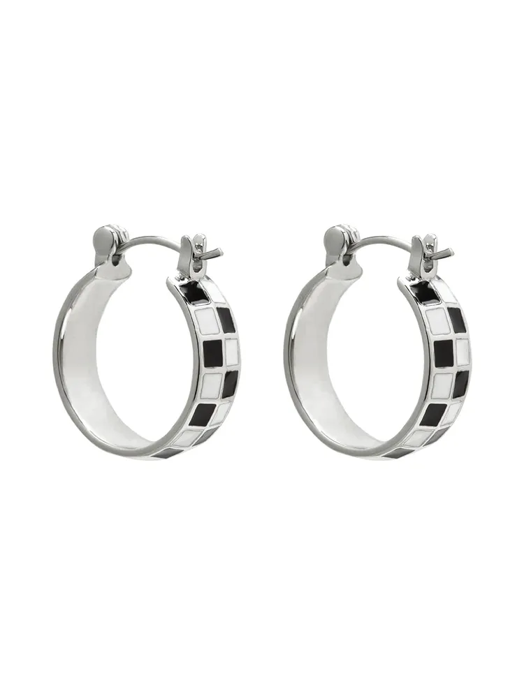 PURA VIDA CHECKERBOARD HUGGIE EARRINGS