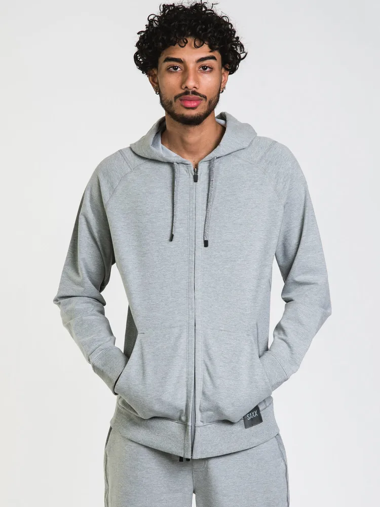SAXX DOWNTIME FULLZIP HOODIE- GREY/GRIS - CLEARANCE