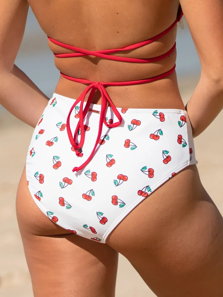 SKINNY DIP CHERRY HIGH WAIST BOTTOM - CLEARANCE