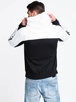 MENS MIXED PULLOVER HOODIE- BLACK/WHITE - CLEARANCE