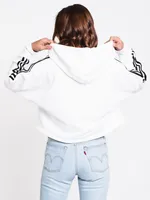 WOMENS 3STR CUTOFF CROP PULLOVER HD - WHT CLEARANCE