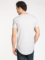 MENS LONGLINE T - HEATHER GREY CLEARANCE