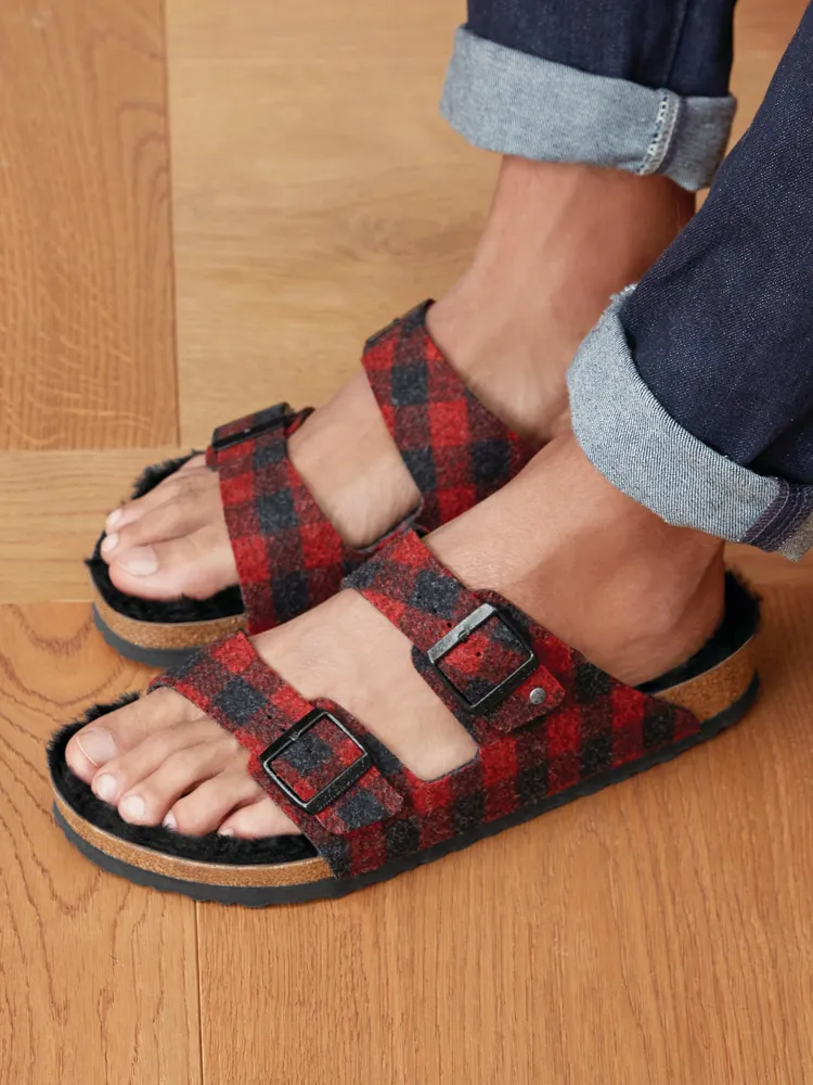 MENS BIRKENSTOCK ARIZONA SHEARLING REGULAR SANDALS - CLEARANCE