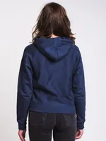 WOMENS REV WEAVE PULLOVER HOODIE - INDIGO CLEARANCE