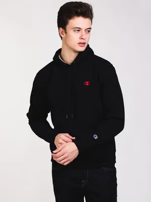 MENS COLOUR POP PULL OVER HOODIE- BLACK - CLEARANCE