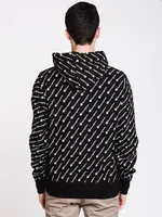 MENS REV PULL OVER ALL PRINT HOODIE- BLACK - CLEARANCE