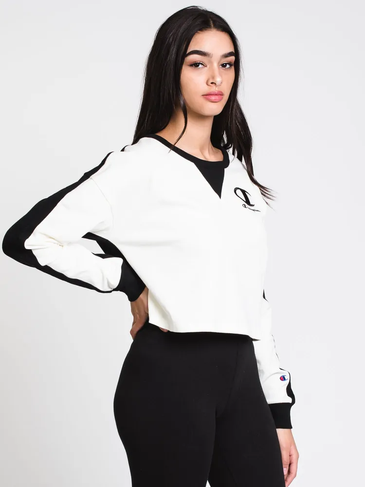 WOMENS BLOCKING CROP LONG SLEEVE TEE - CHALK CLEARANCE