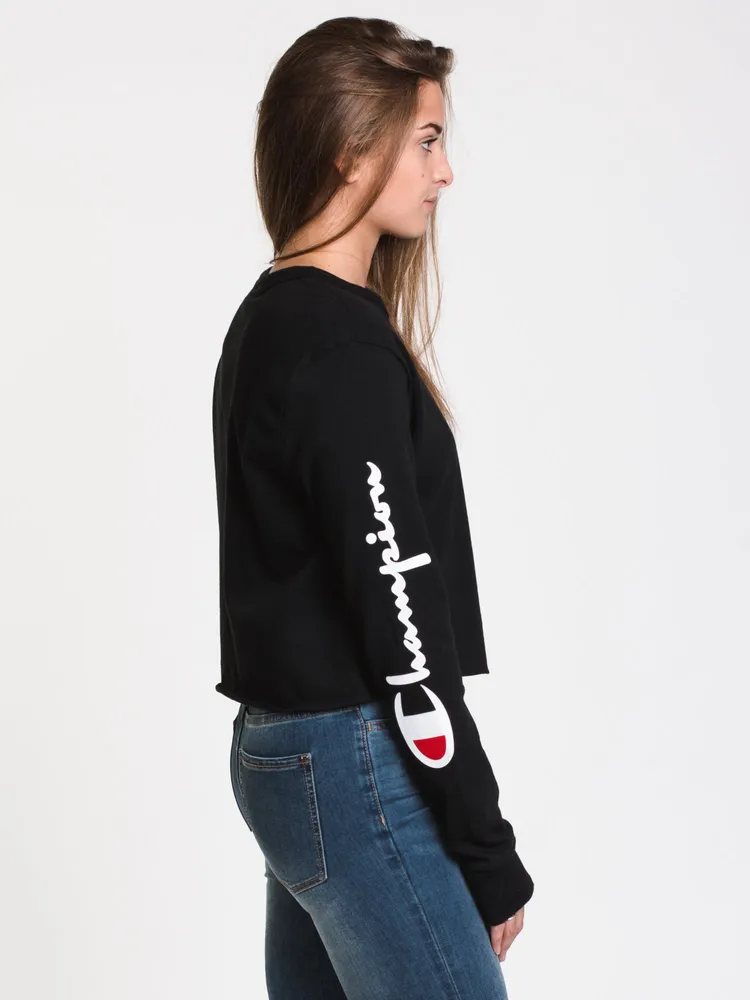 CHAMPION CROPPED LONG SLEEVE BOYFRIEND TEE - CLEARANCE