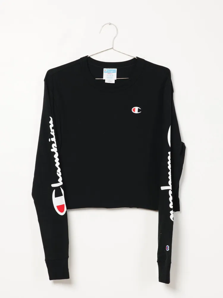 CHAMPION CROPPED LONG SLEEVE BOYFRIEND TEE - CLEARANCE