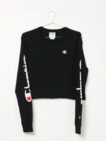 CHAMPION CROPPED LONG SLEEVE BOYFRIEND TEE - CLEARANCE