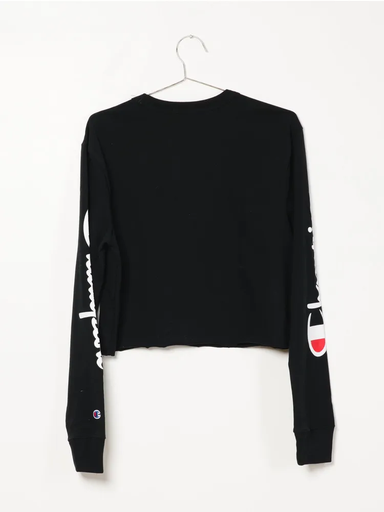 CHAMPION CROPPED LONG SLEEVE BOYFRIEND TEE - CLEARANCE